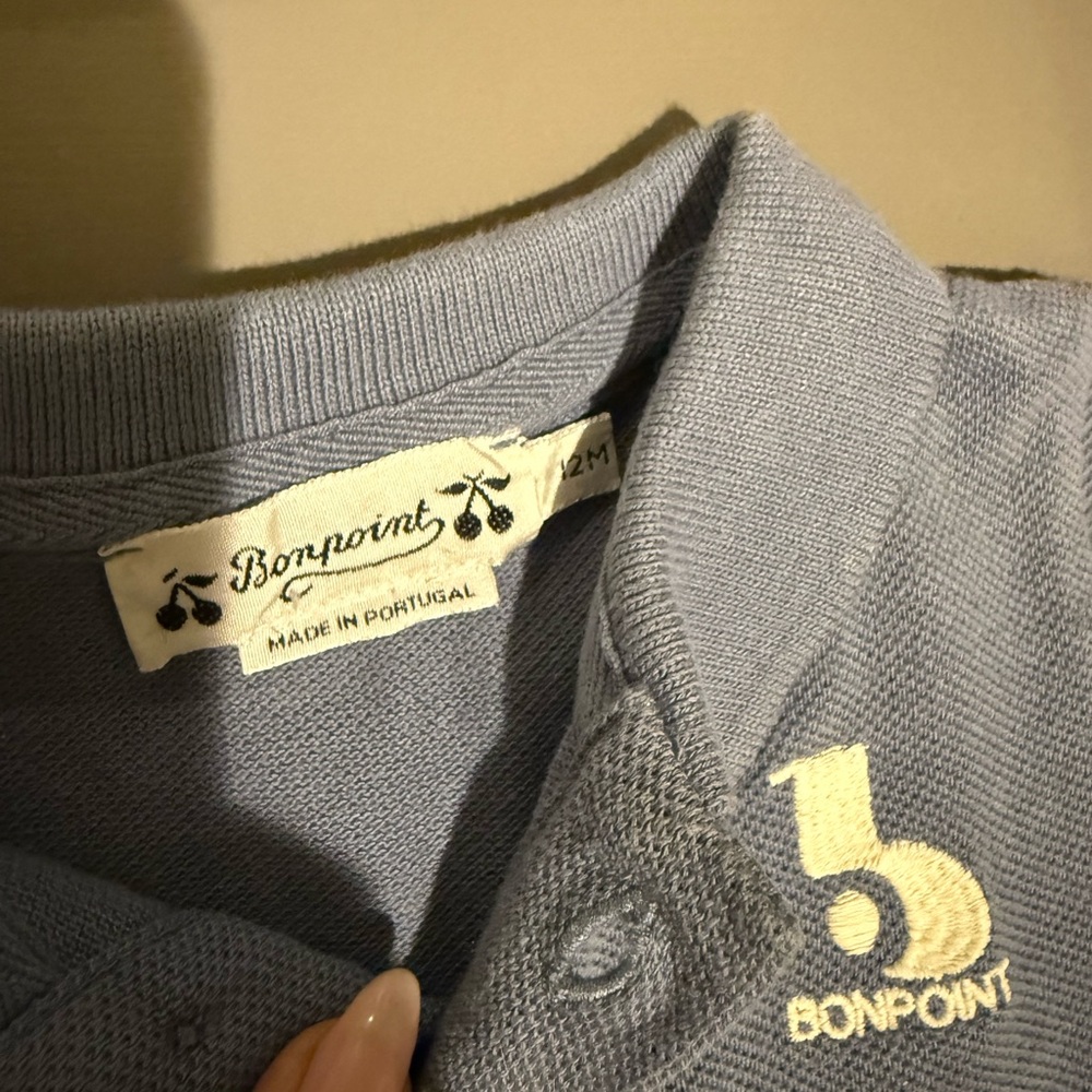 Bonpoint blue polo shirt with collar. Size 9m